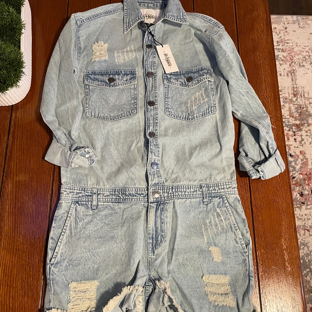 NWT Daya by Zendaya Denim Bleached Romper XS Euphoria